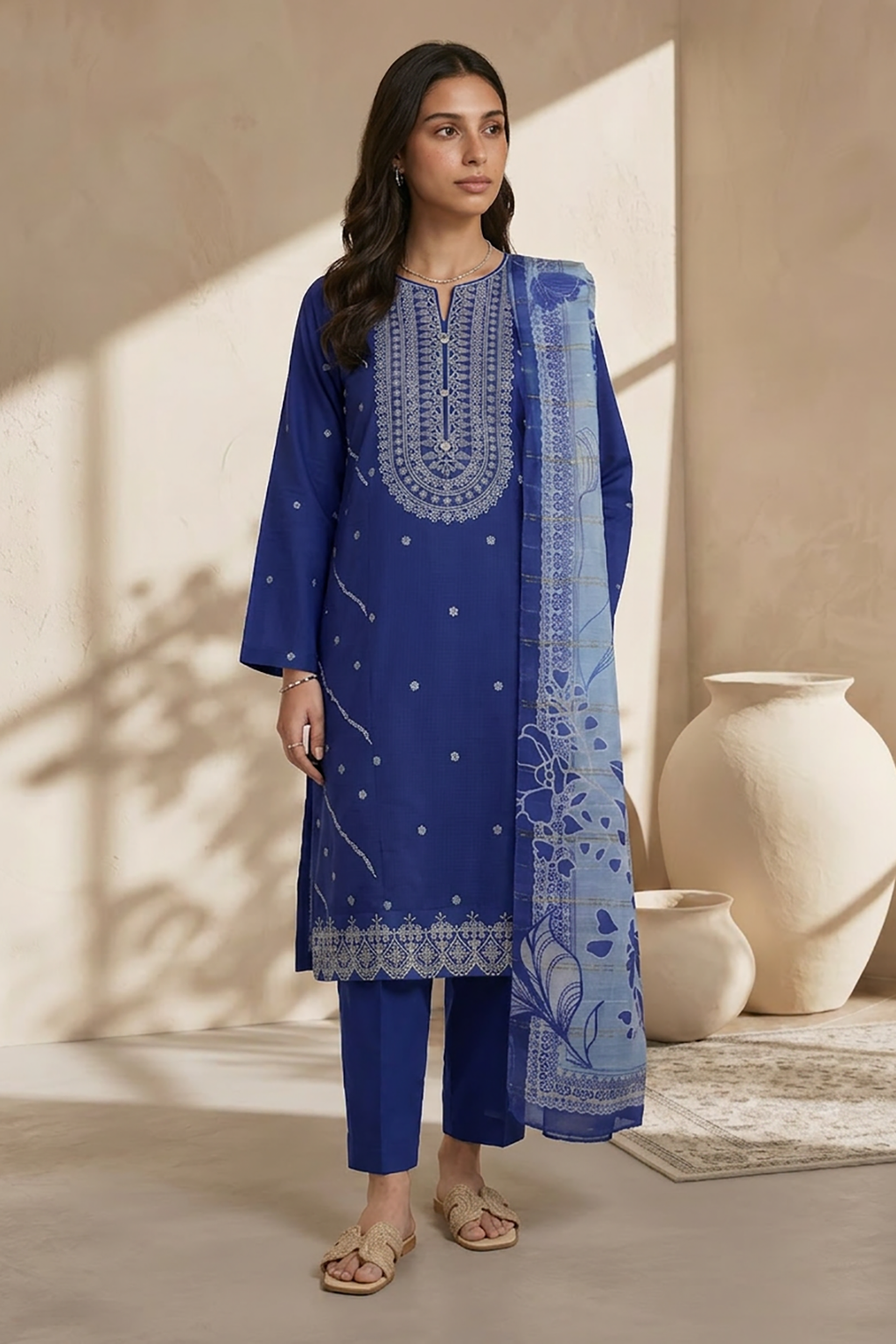 Embroidered Kurta Dupatta Trouser - 1938