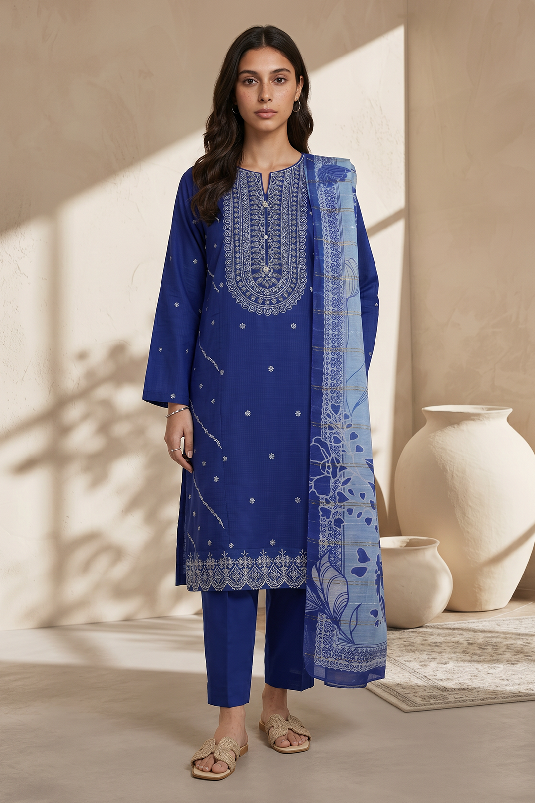 Embroidered Kurta Dupatta Trouser - 1938