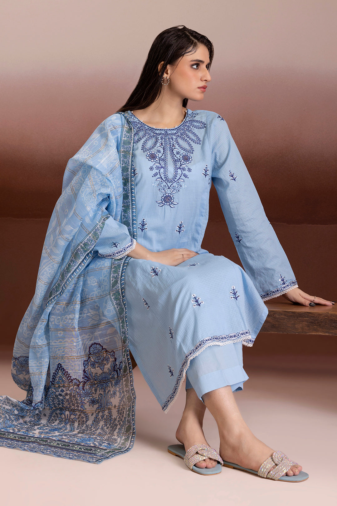 Embroidered Kurta Dupatta Trouser - 2021
