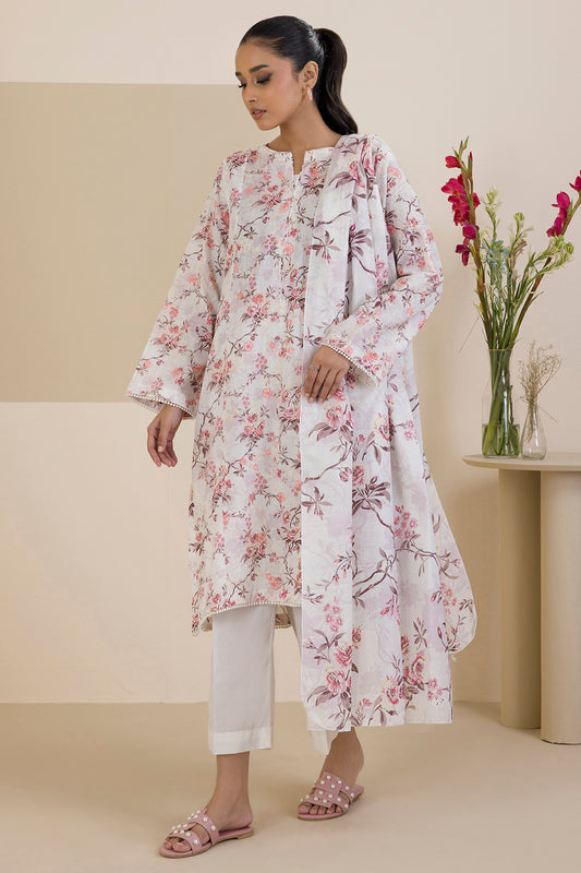 Embroidered Kurta Dupatta Trouser - 2058