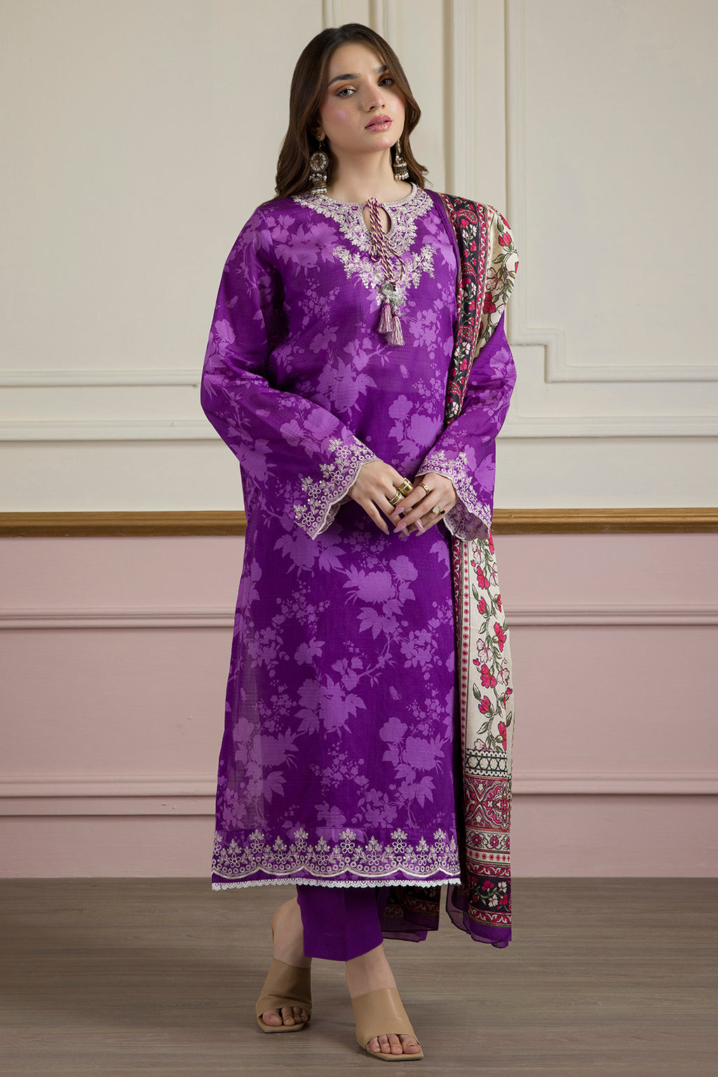 Embroidered Kurta Dupatta Trouser - 2059