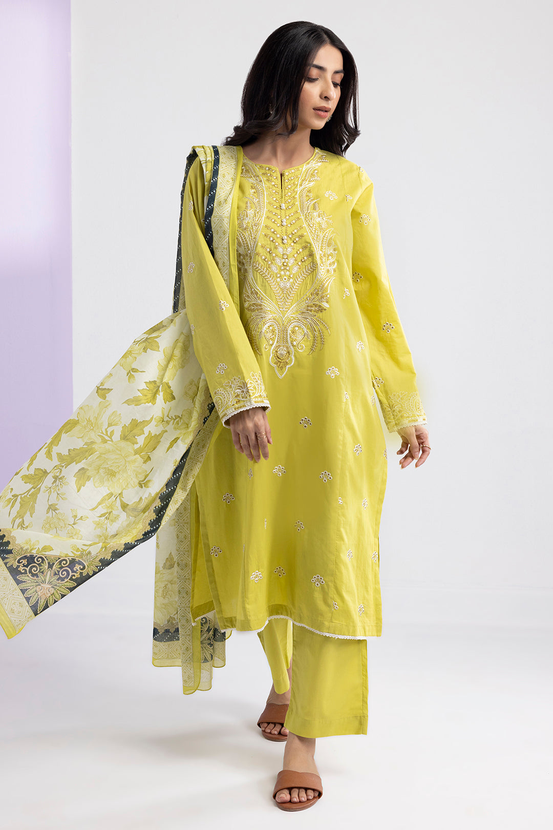 Embroidered Kurta Dupatta Trouser - 2203