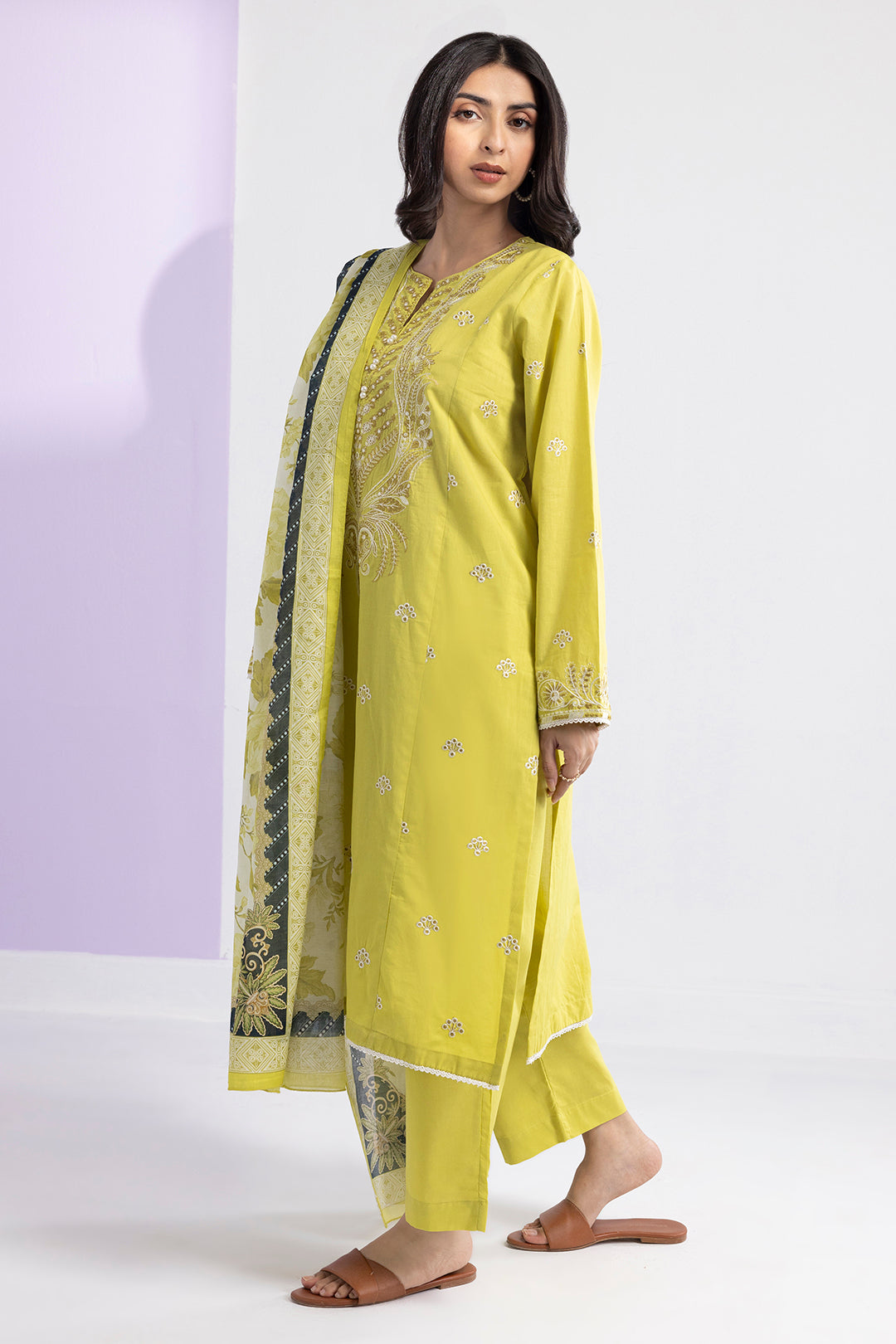 Embroidered Kurta Dupatta Trouser - 2203