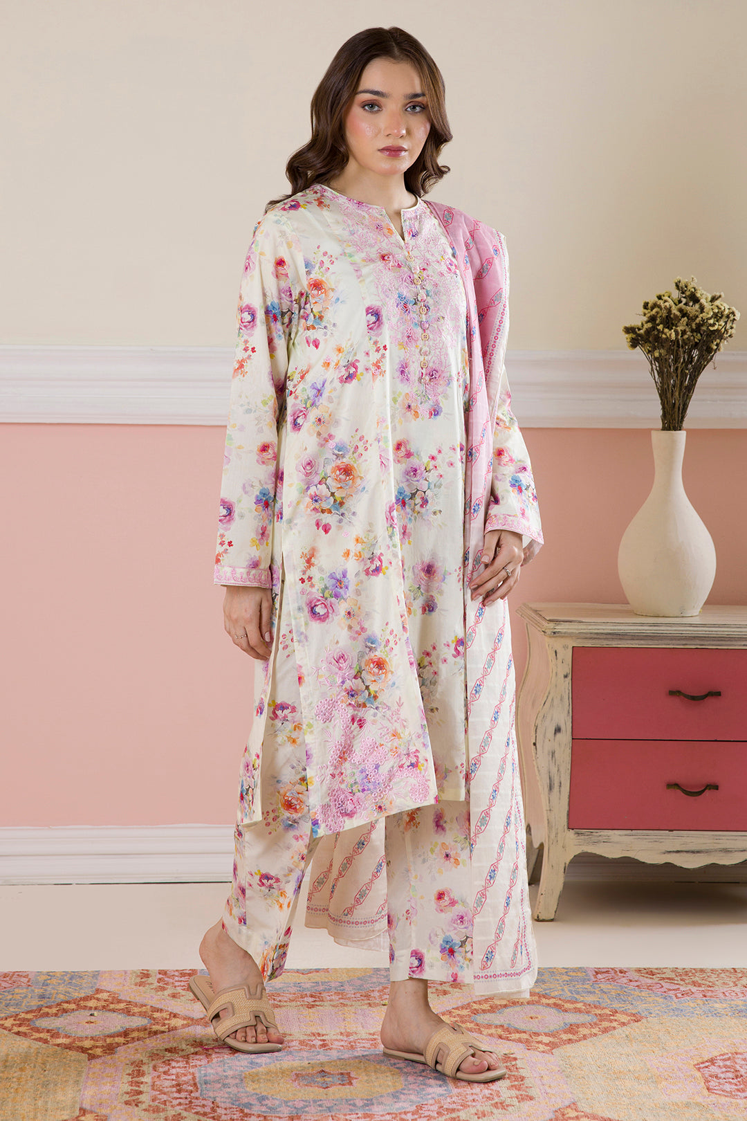 Embroidered Kurta Dupatta Trouser - 2262