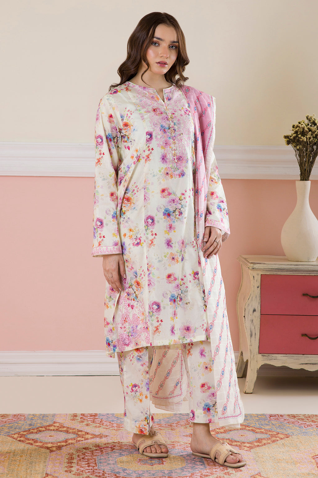 Embroidered Kurta Dupatta Trouser - 2262