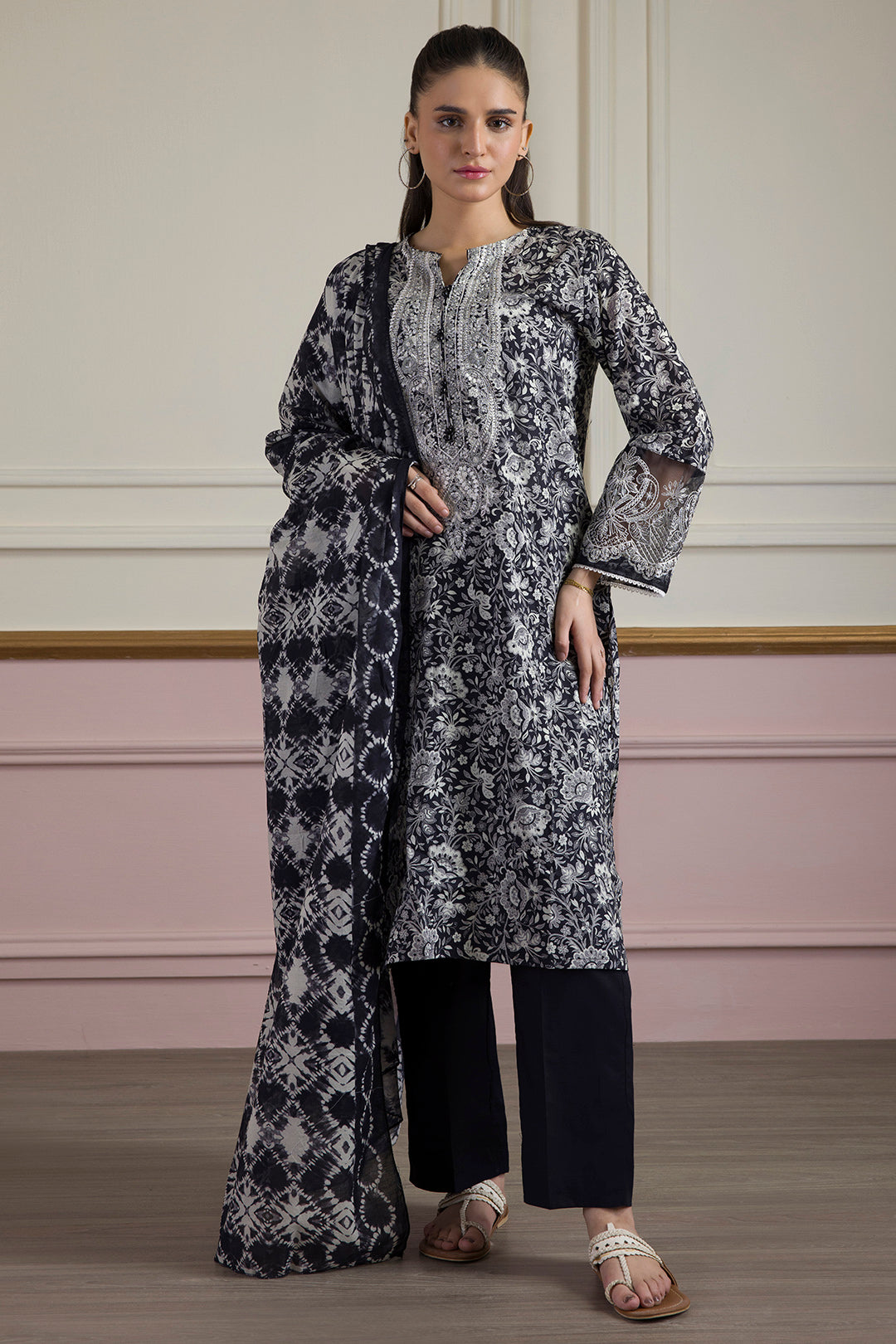 Embroidered Kurta Dupatta Trouser - 2313