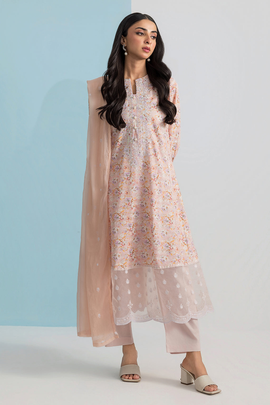 Embroidered Kurta Dupatta Trouser - 2504