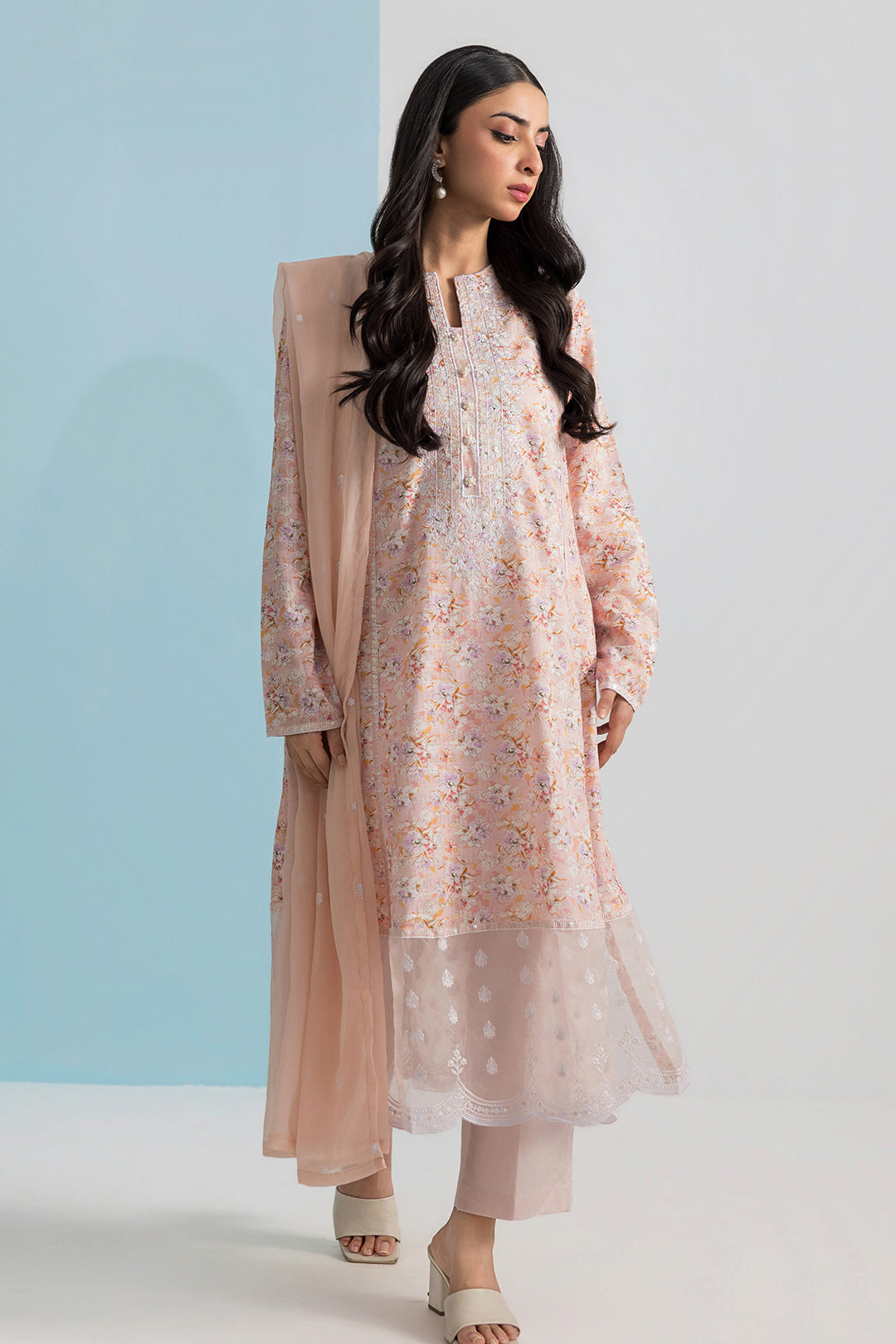Embroidered Kurta Dupatta Trouser - 2504