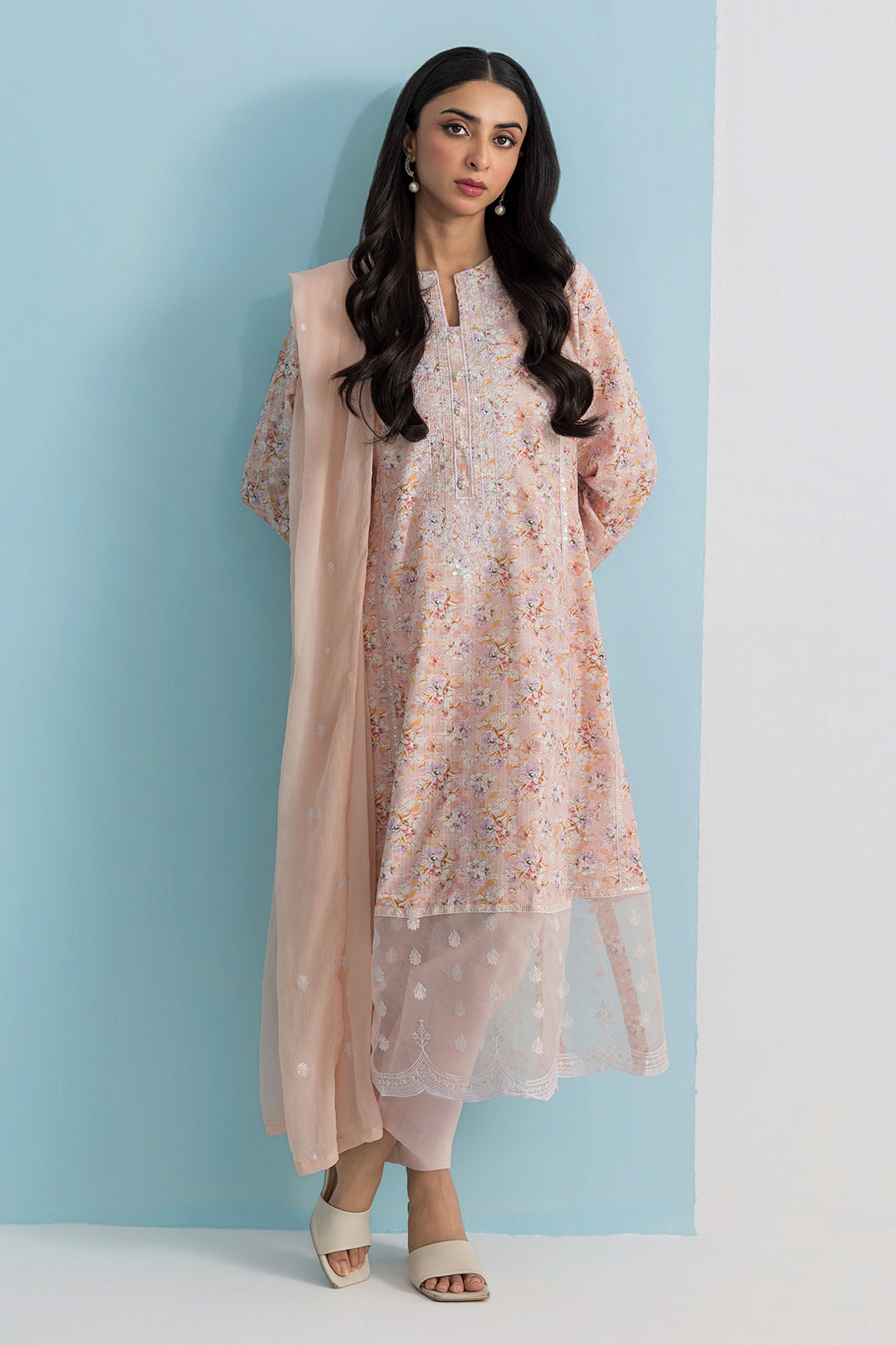 Embroidered Kurta Dupatta Trouser - 2504