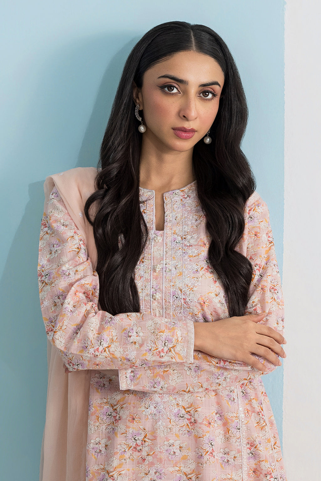 Embroidered Kurta Dupatta Trouser - 2504