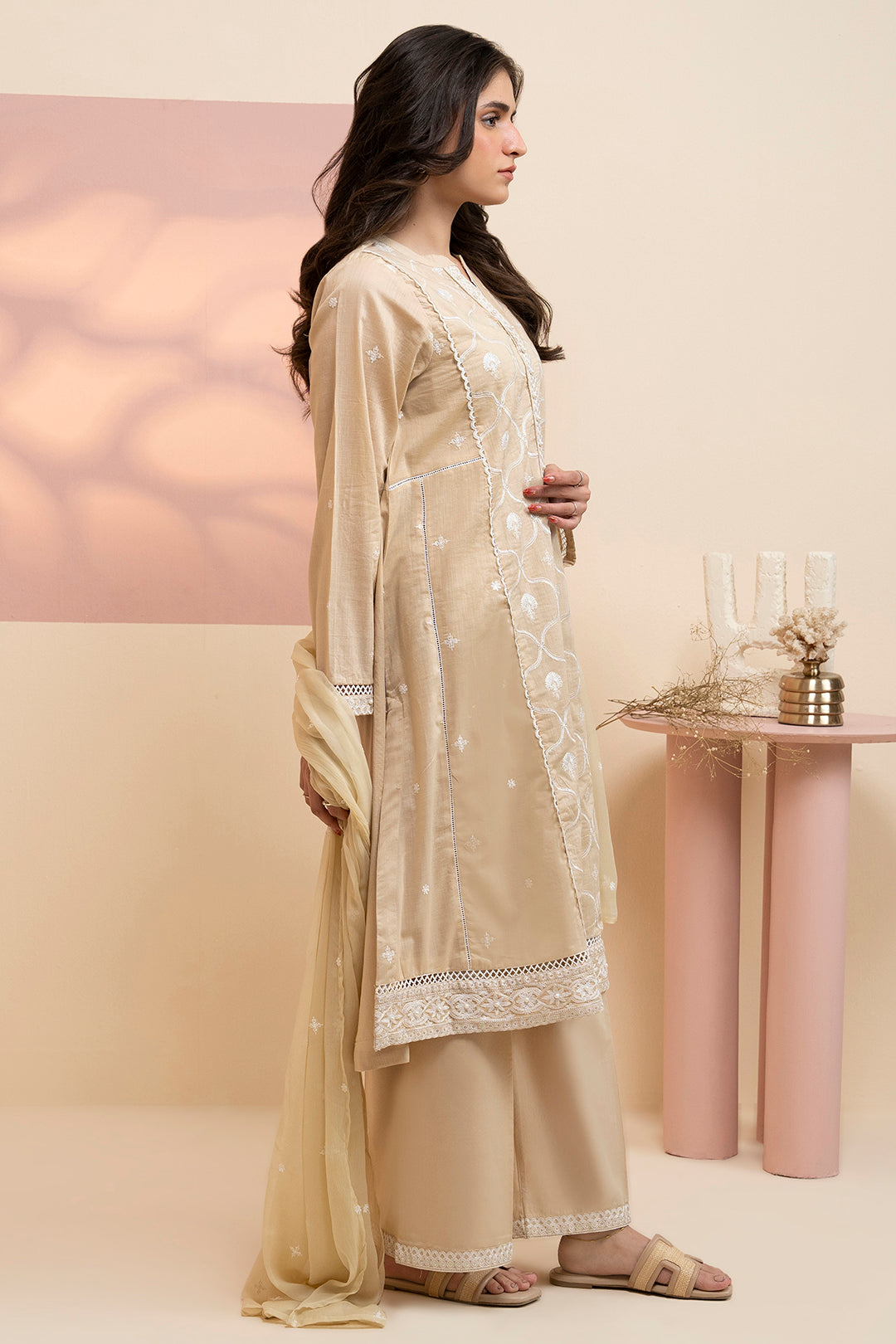 Embroidered Kurta Dupatta Trouser - 2505
