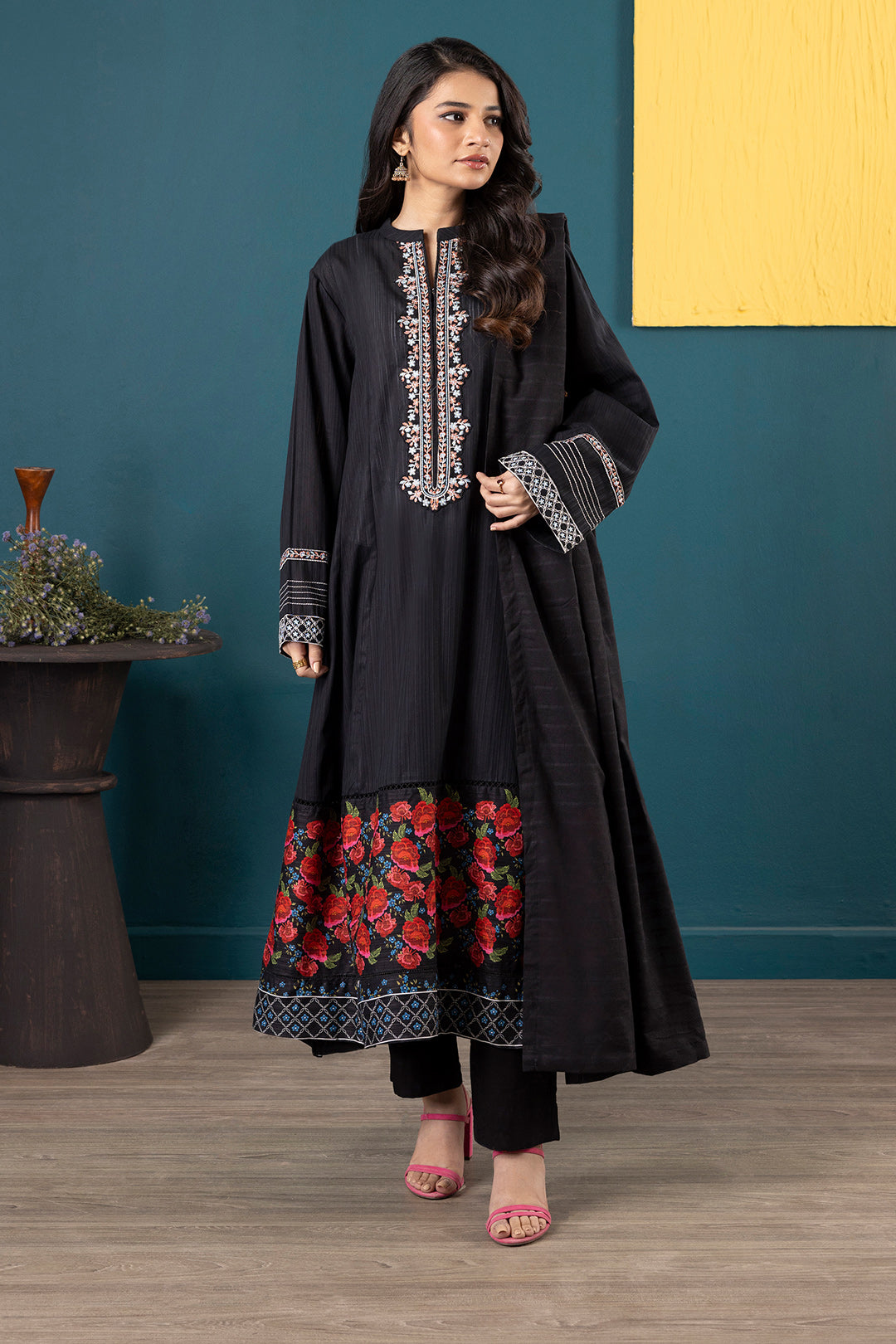 Embroidered Kurta Dupatta Trouser - 2515