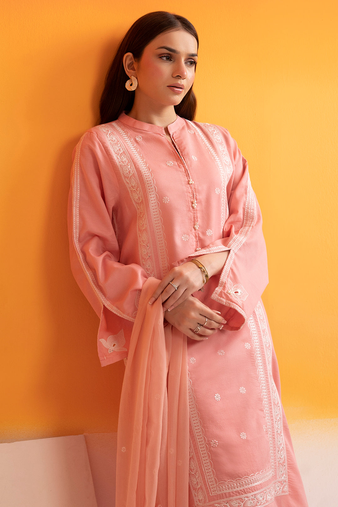 Embroidered Kurta Dupatta Trouser - 2523