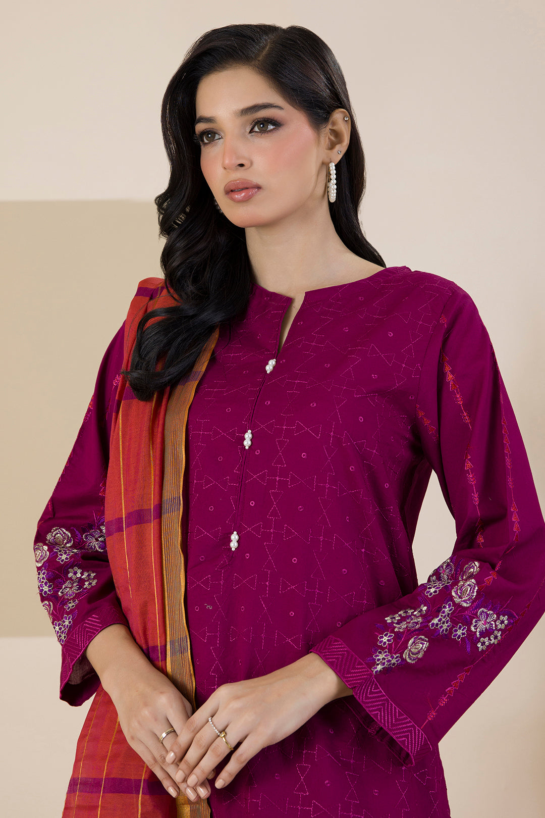 Embroidered Kurta Dupatta Trouser - 2525