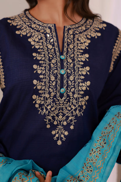 Embroidered Kurta Dupatta Trouser - 2533