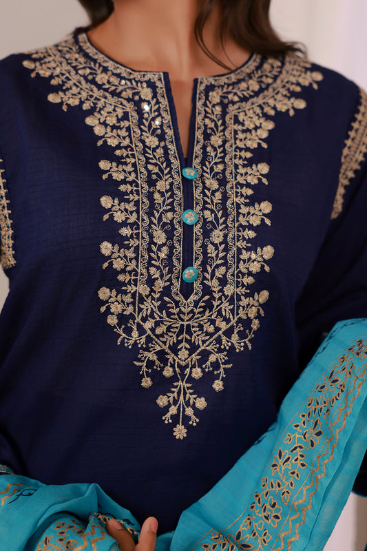 Embroidered Kurta Dupatta Trouser - 2533