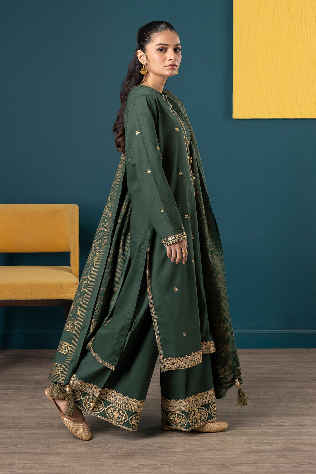 Embroidered Kurta Dupatta Trouser - 2534