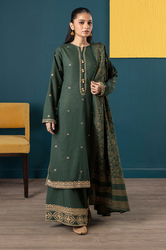 Embroidered Kurta Dupatta Trouser - 2534