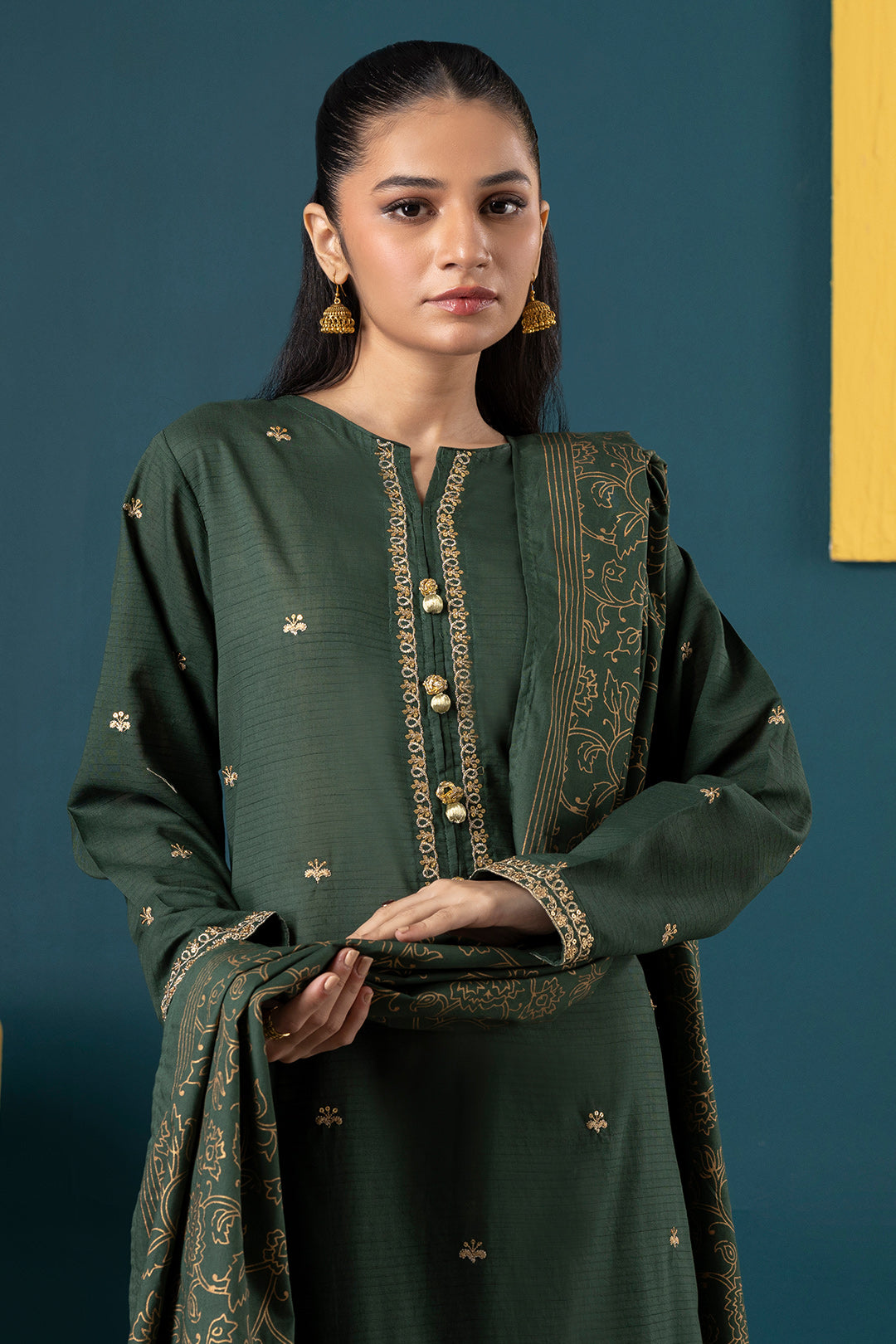 Embroidered Kurta Dupatta Trouser - 2534