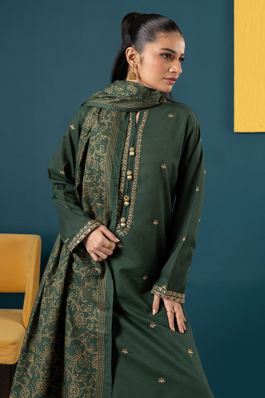 Embroidered Kurta Dupatta Trouser - 2534