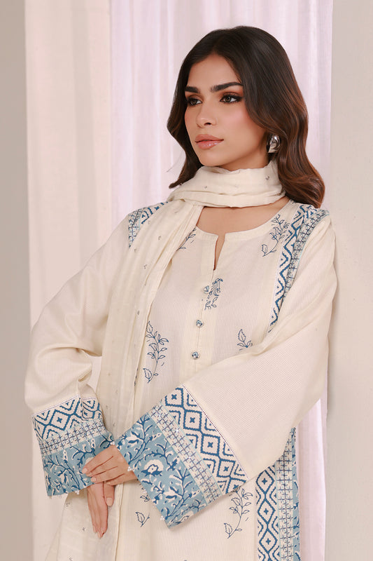 Embroidered Kurta Dupatta Trouser - 2543
