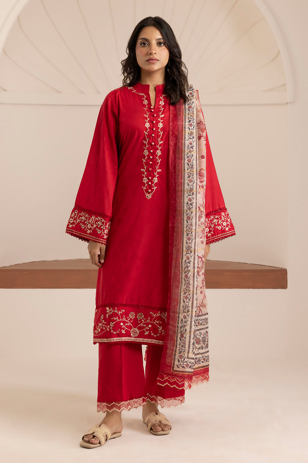 Embroidered Kurta Dupatta Trouser - 2544