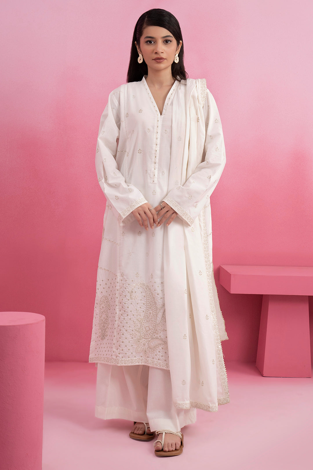 Embroidered Kurta Dupatta Trouser - 2605