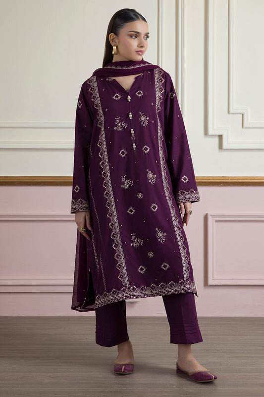 Embroidered Kurta Dupatta Trouser - 2607