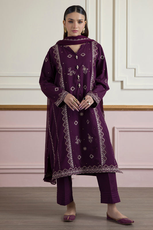 Embroidered Kurta Dupatta Trouser - 2607