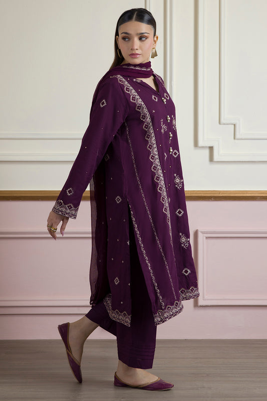 Embroidered Kurta Dupatta Trouser - 2607