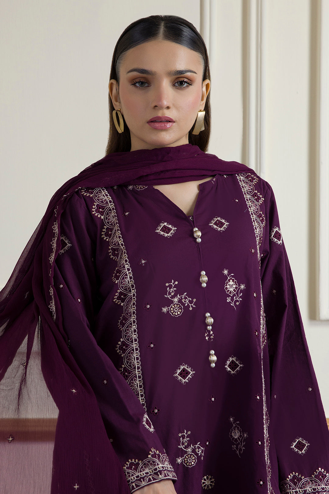 Embroidered Kurta Dupatta Trouser - 2607