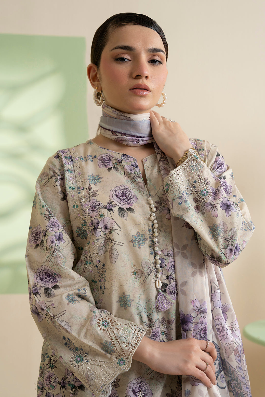 Embroidered Kurta Dupatta Trouser - 2609