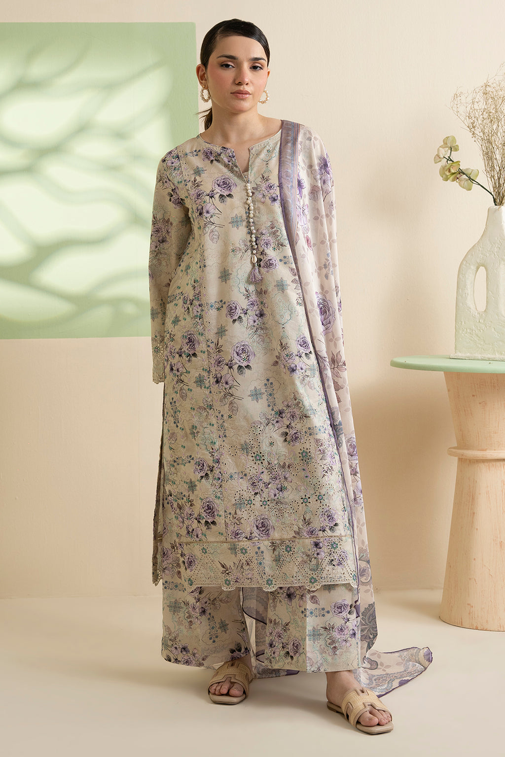 Embroidered Kurta Dupatta Trouser - 2609