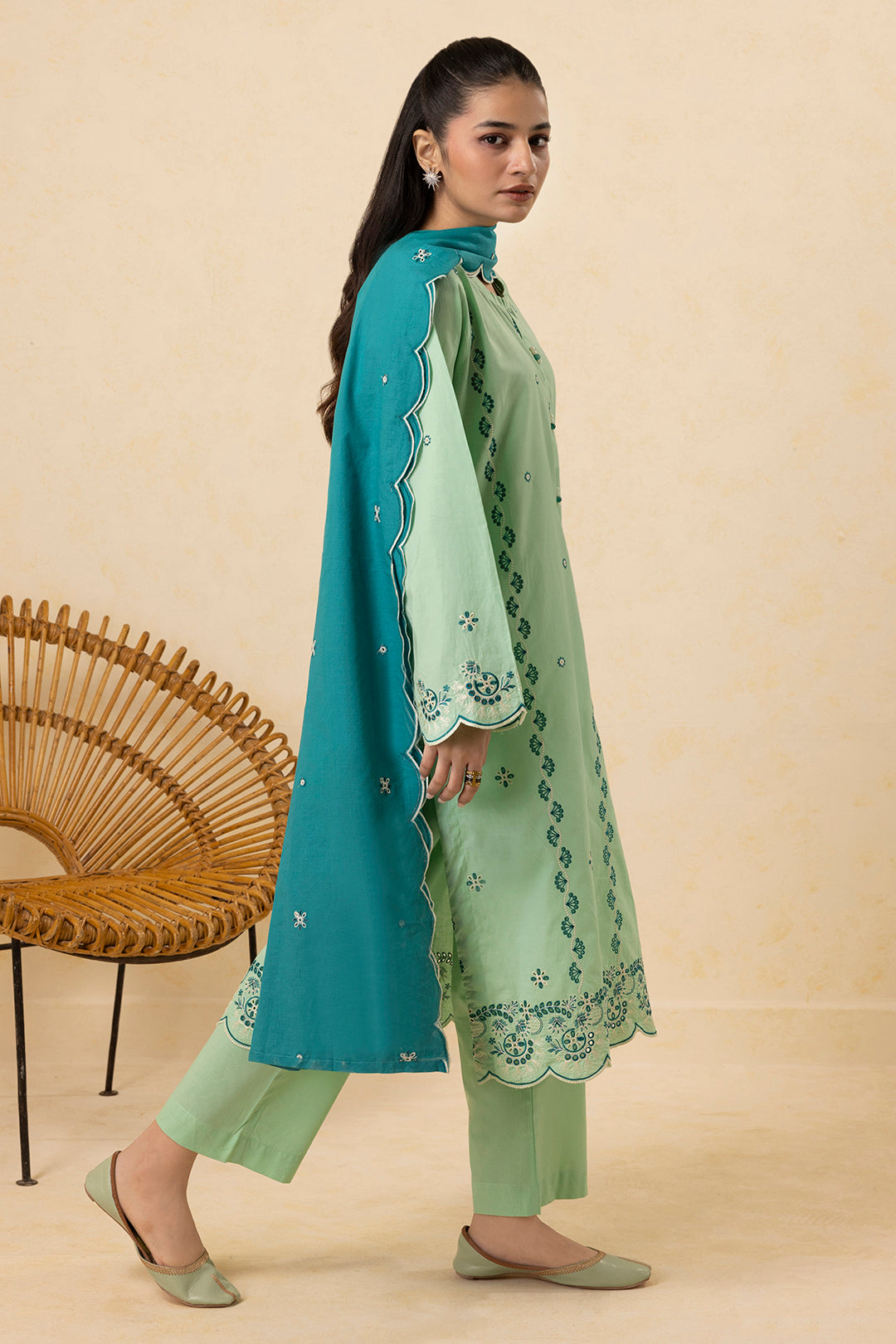 Embroidered Kurta Dupatta Trouser - 2610