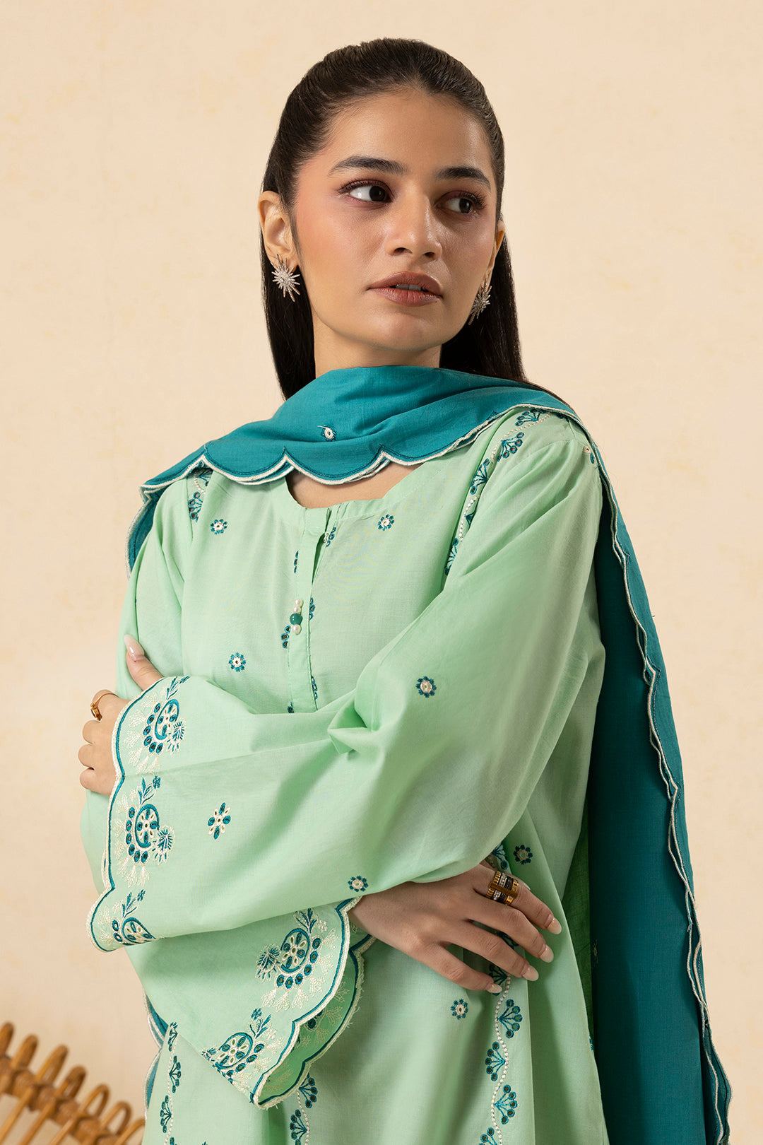 Embroidered Kurta Dupatta Trouser - 2610