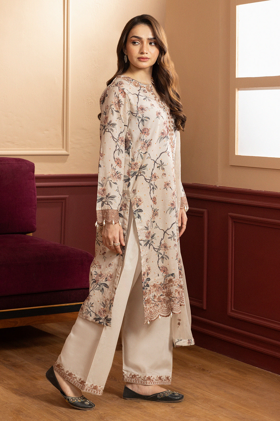 Embroidered Kurta Dupatta Trouser - 2640