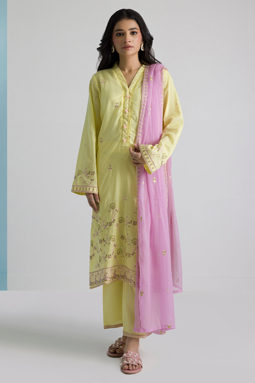 Embroidered Kurta Dupatta Trouser - 2650