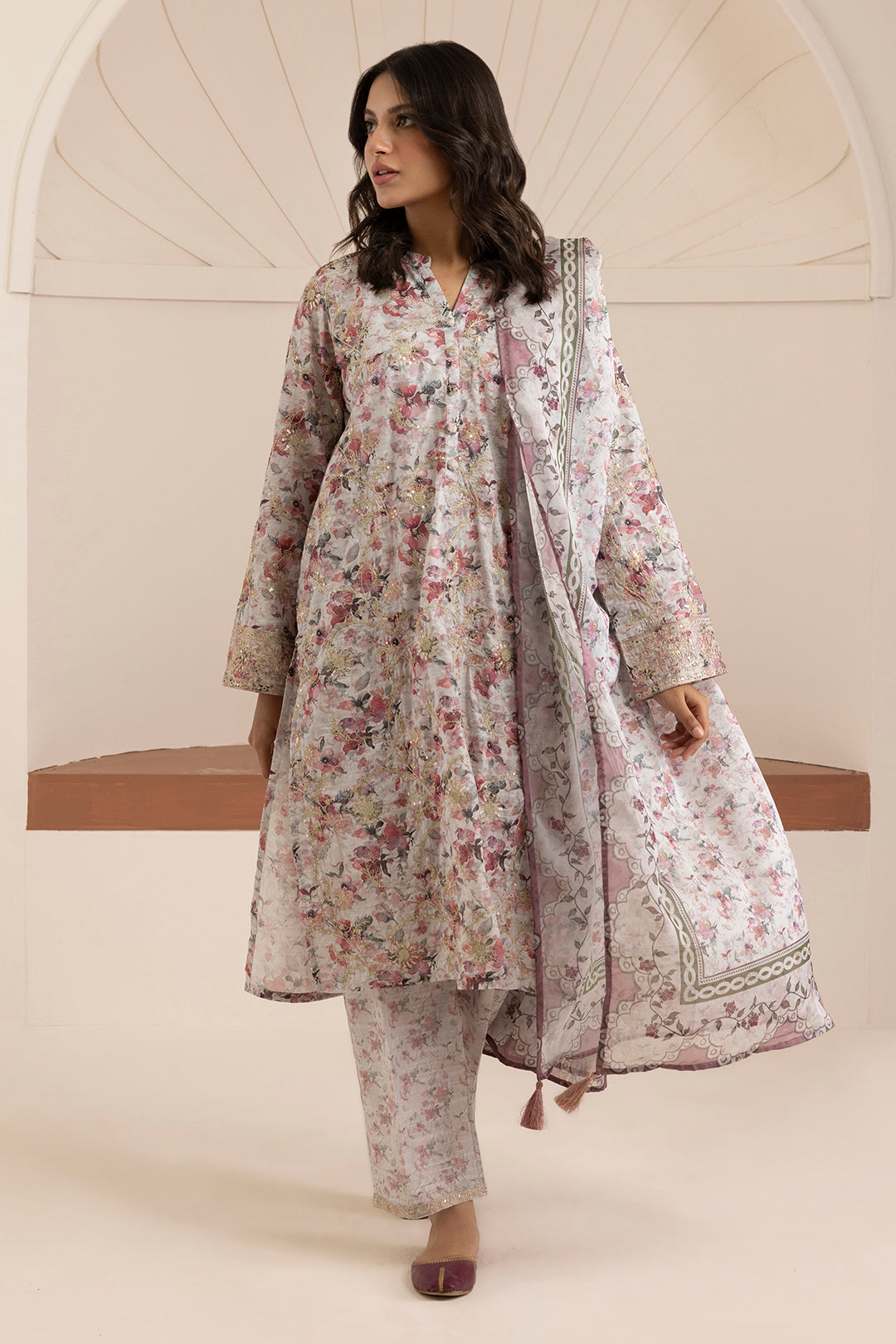 Embroidered Kurta Dupatta Trouser - 2653