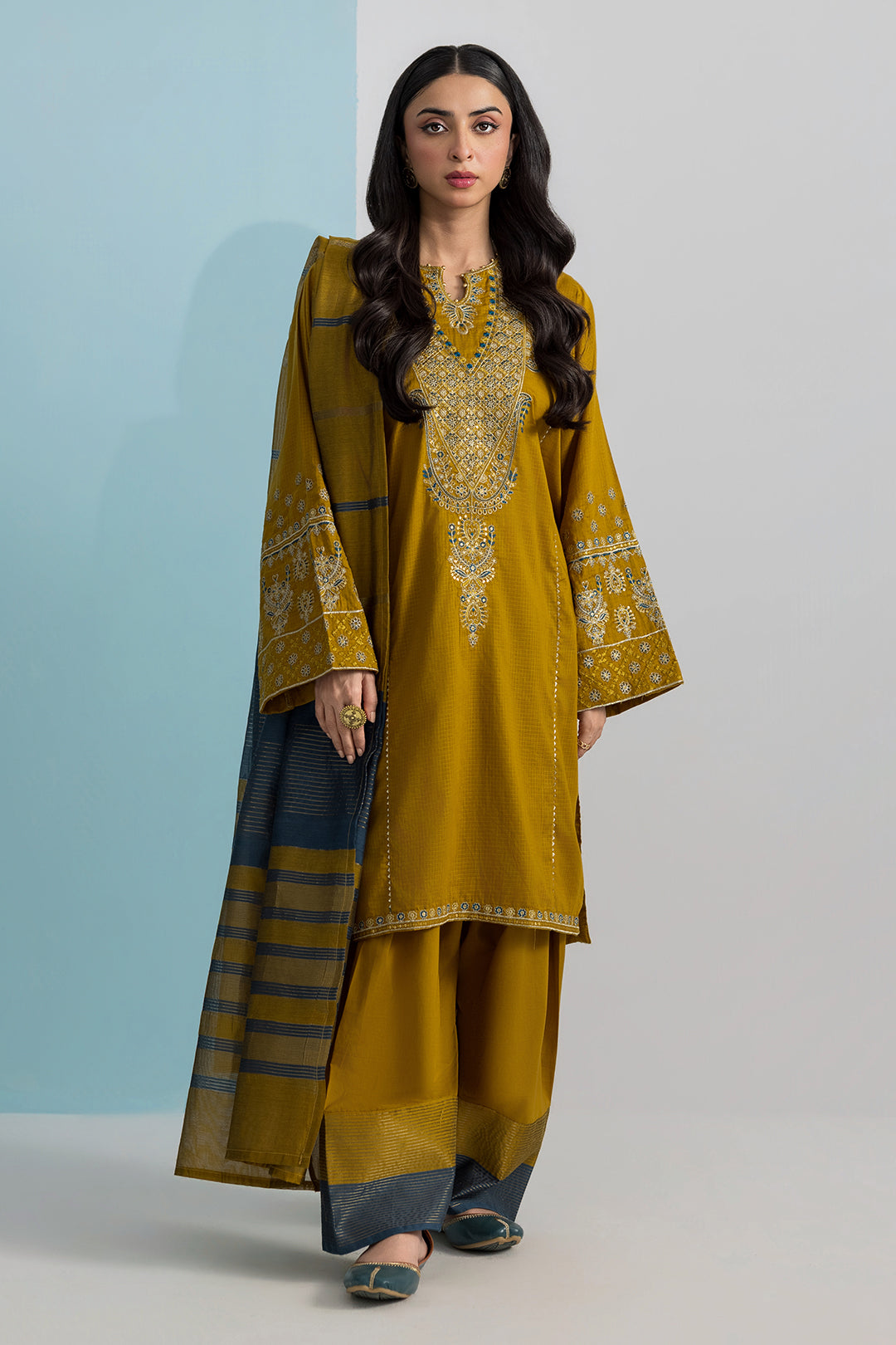 Embroidered Kurta Dupatta Trouser - 2666