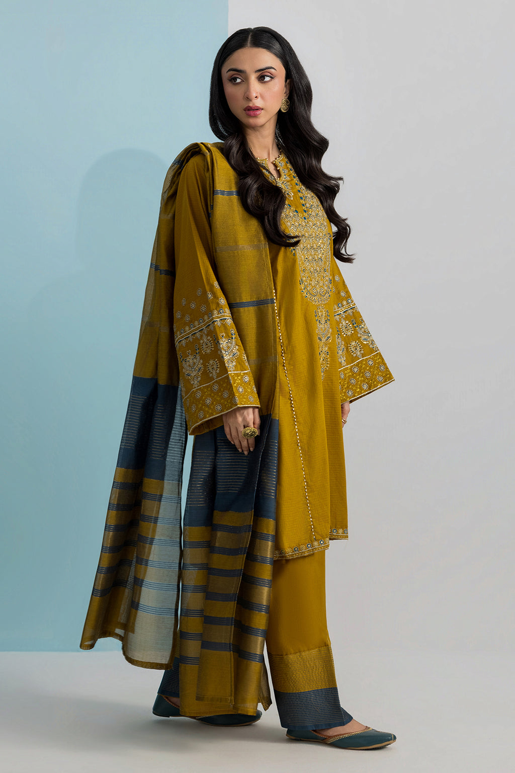 Embroidered Kurta Dupatta Trouser - 2666