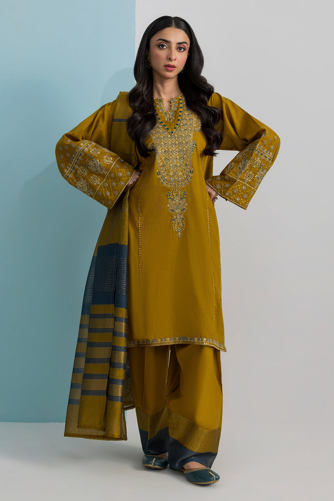 Embroidered Kurta Dupatta Trouser - 2666