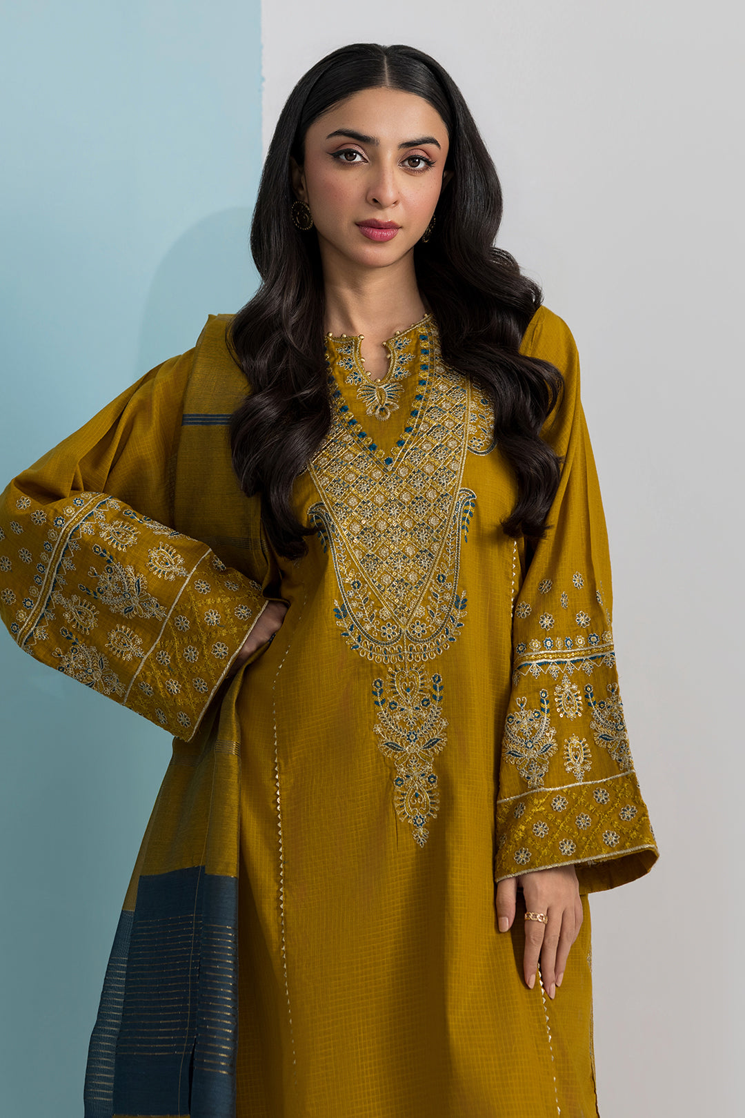 Embroidered Kurta Dupatta Trouser - 2666