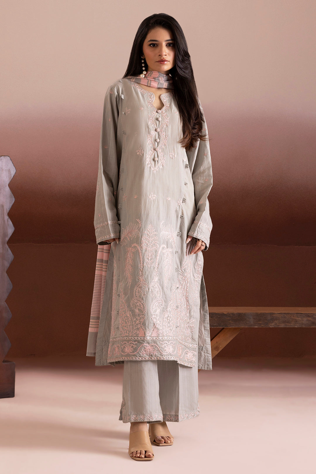 Embroidered Kurta Dupatta Trouser - 2667