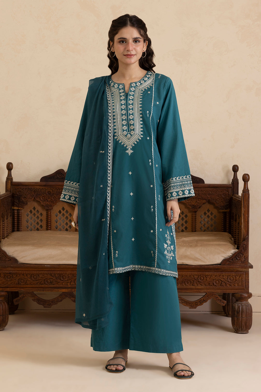 Embroidered Kurta Dupatta Trouser - 2669