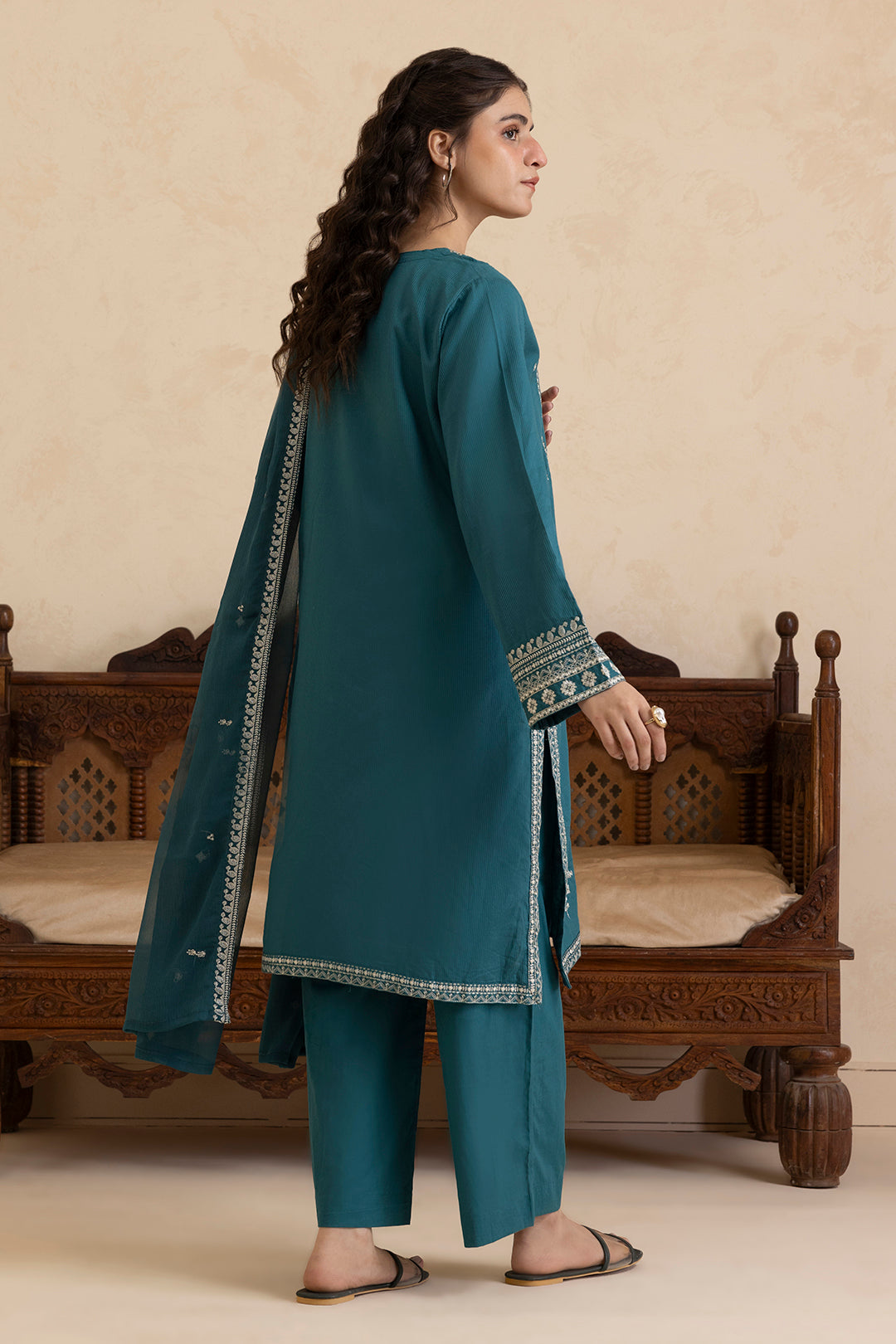 Embroidered Kurta Dupatta Trouser - 2669