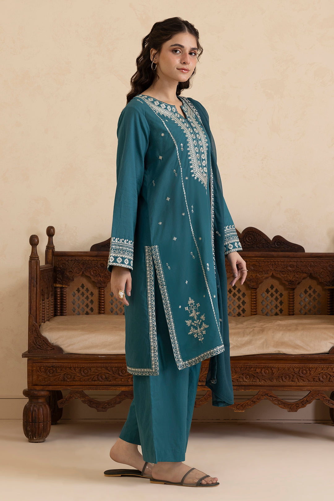 Embroidered Kurta Dupatta Trouser - 2669