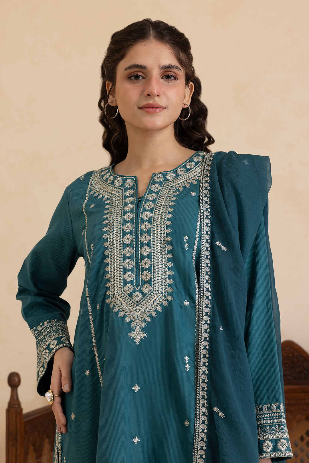 Embroidered Kurta Dupatta Trouser - 2669