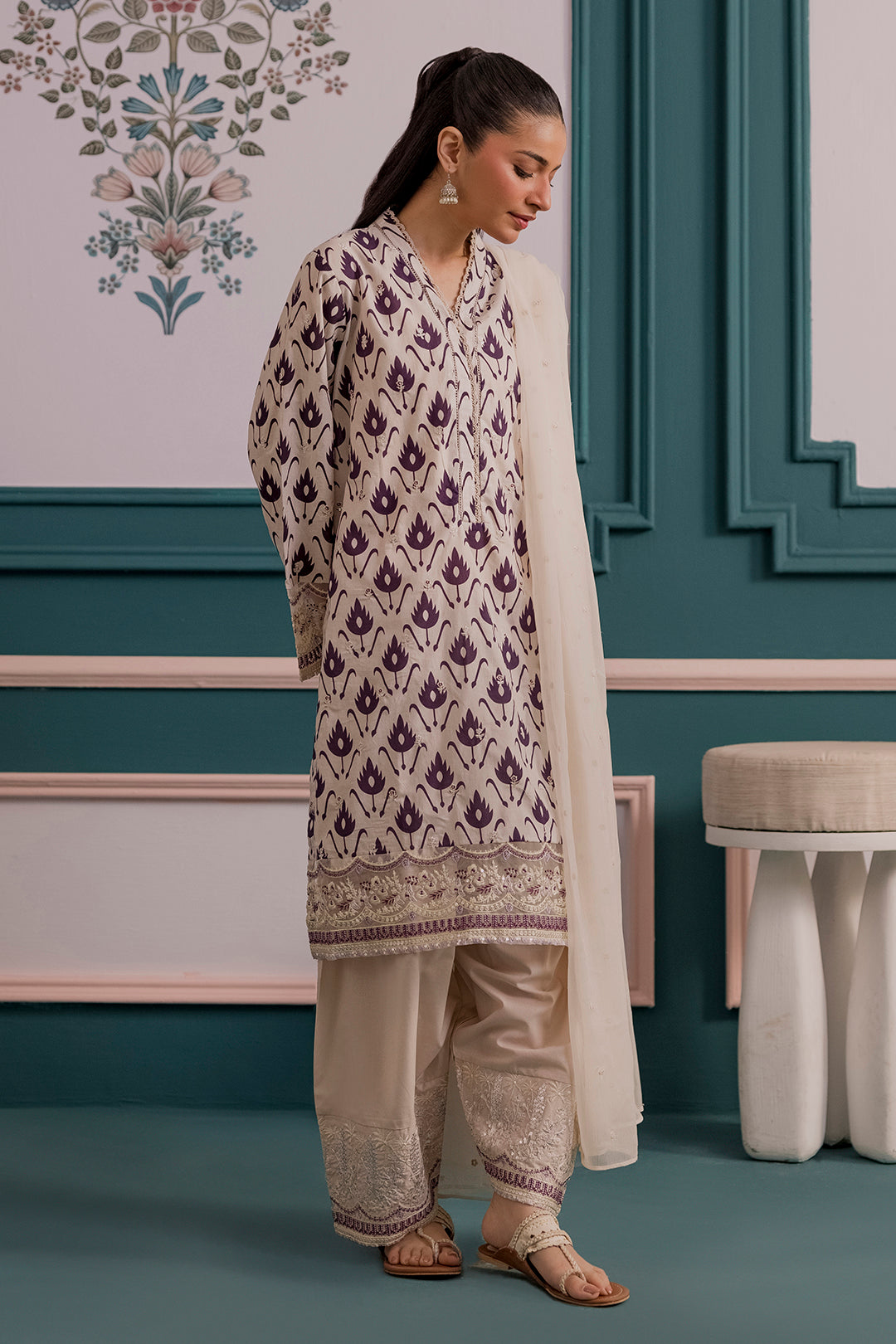 Embroidered Kurta Dupatta Trouser - 2679