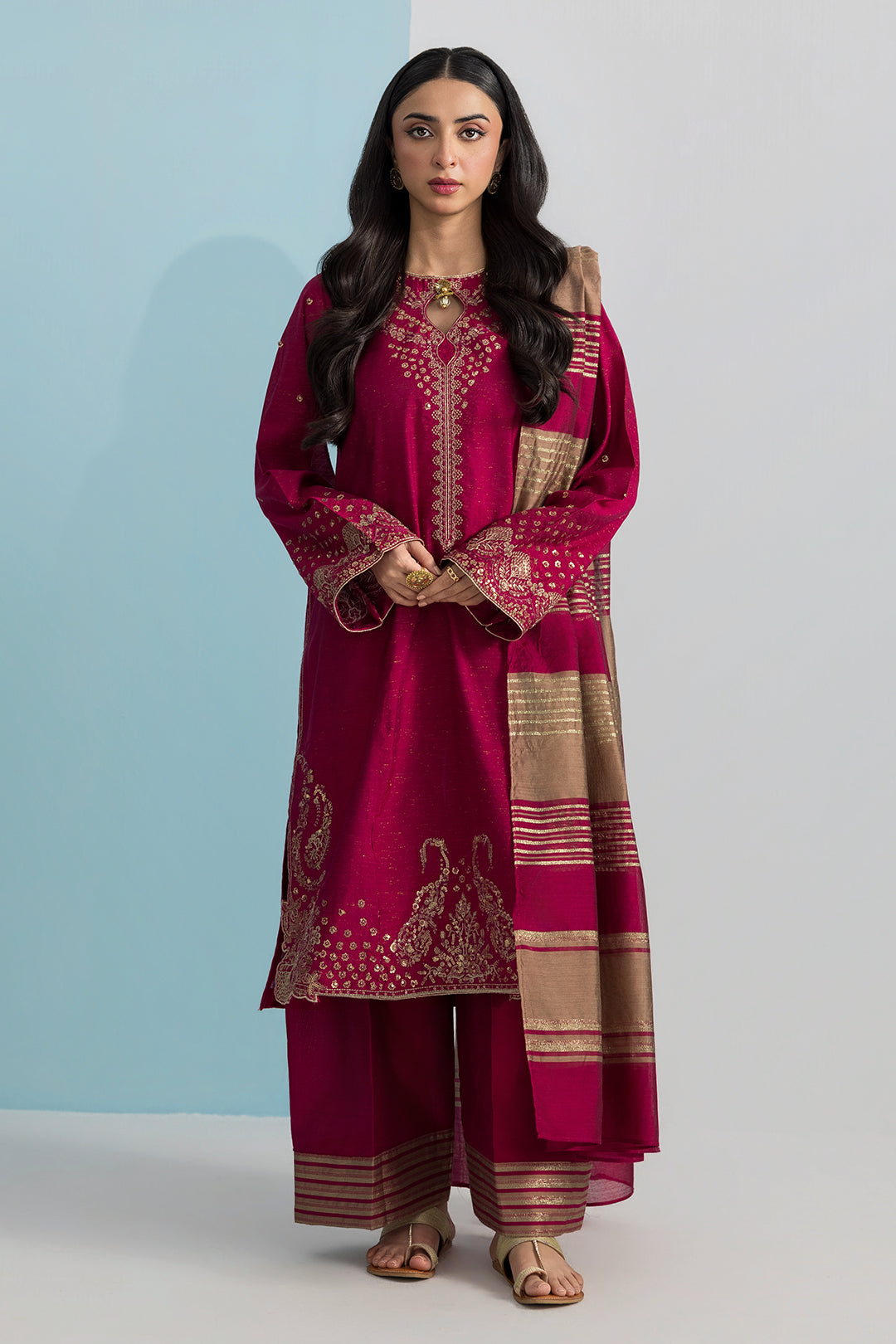 Embroidered Kurta Dupatta Trouser - 2682