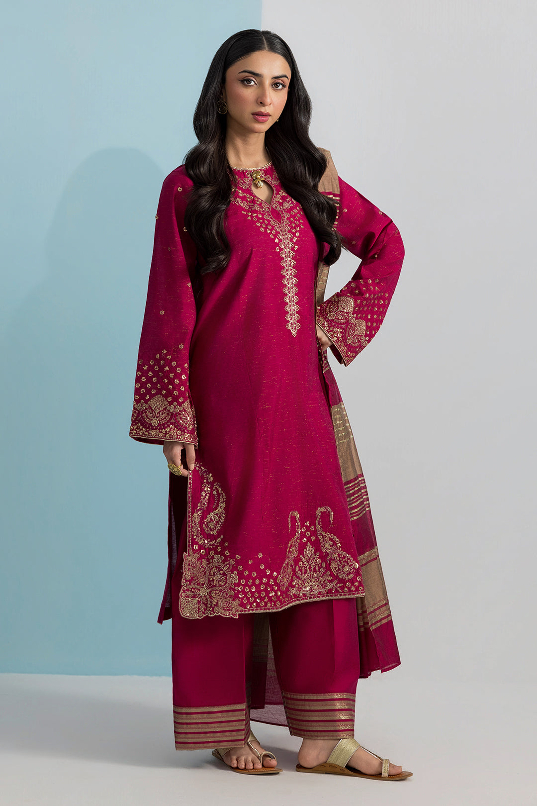 Embroidered Kurta Dupatta Trouser - 2682